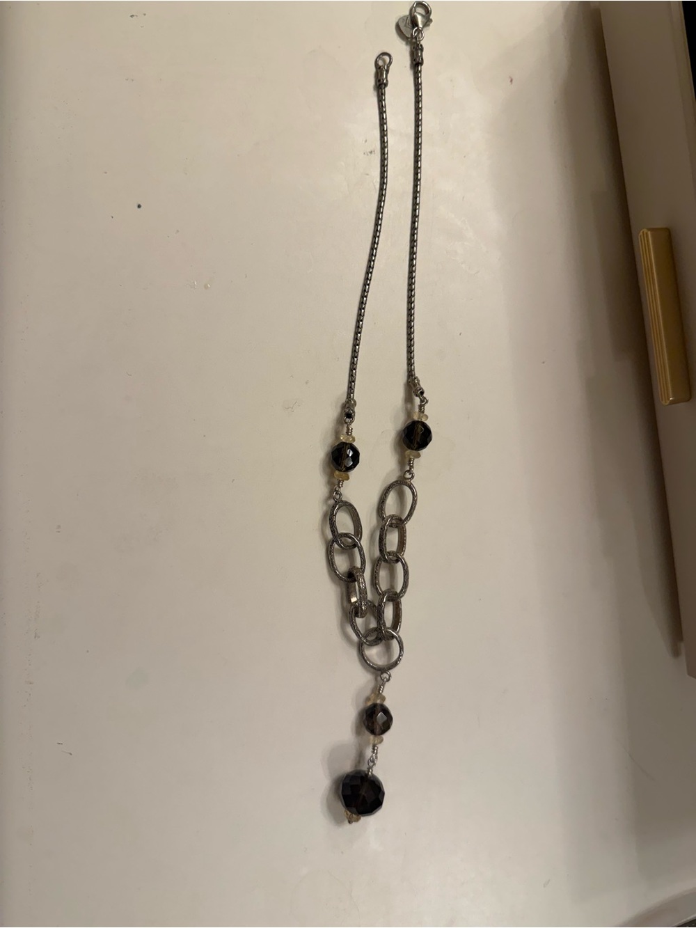 Silpada Silver Necklace with Black Faceted Beads
